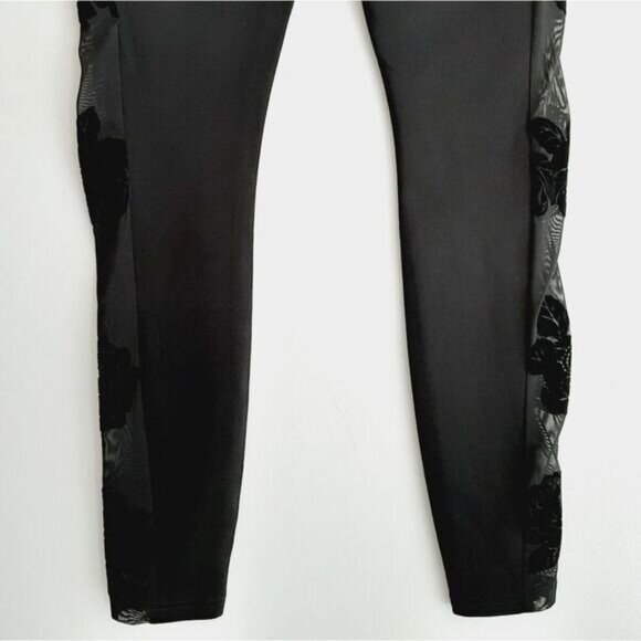GUESS Rose Mesh Side Panels Pull-On Dressy Stretch Legging Black Sz S - Picture 10 of 12